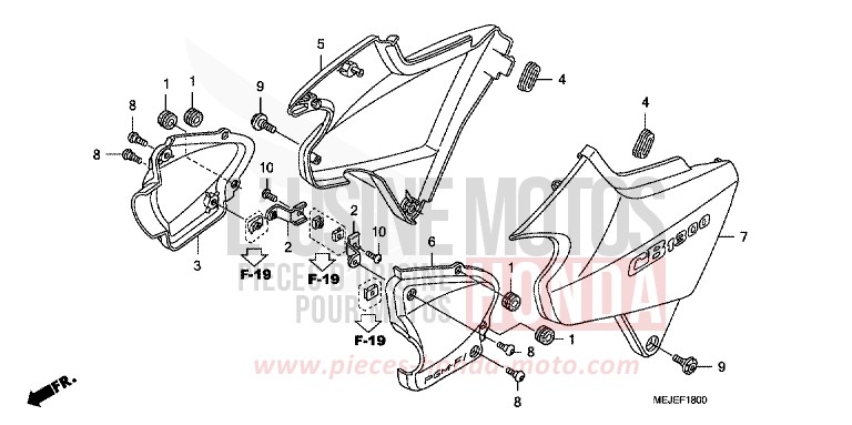 SEITENABDECKUNG von CB1300 Super Bold'or ABS PEARL FADELESS WHITE (NH341KF) von 2007